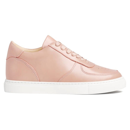 Women's Pink Leather Height Increasing Casual Sneakers | +7cm