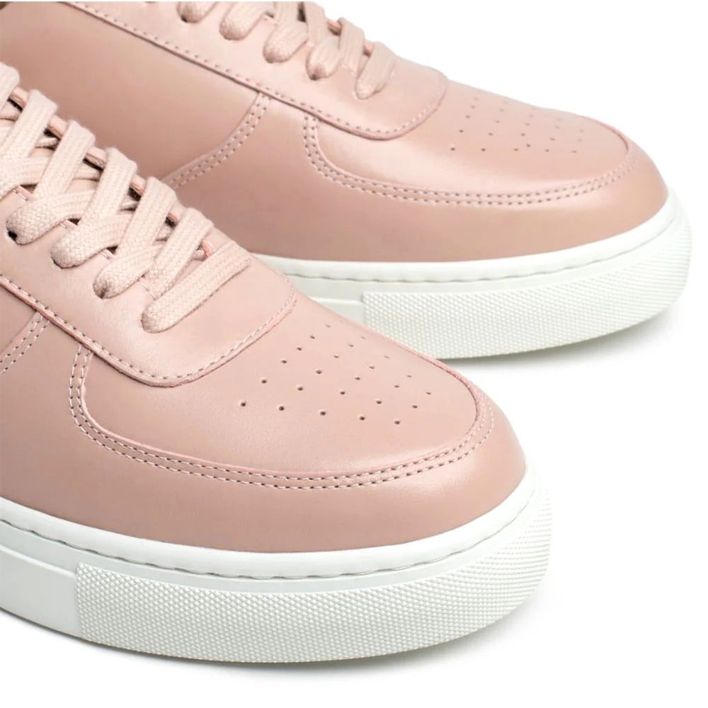 Women's Pink Leather Height Increasing Casual Sneakers | +7cm