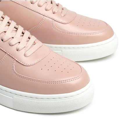 Women's Pink Leather Height Increasing Casual Sneakers | +7cm
