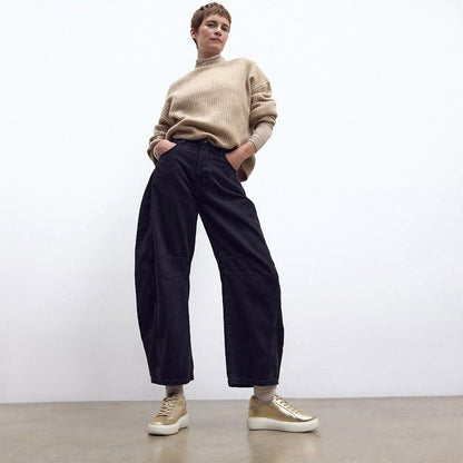 Women's Gold Leather Height Increasing Casual Sneakers | +7cm