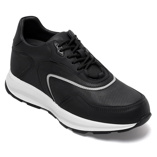 Men's Black Mesh Elevator Shoes Athletic Sneakers | +9cm