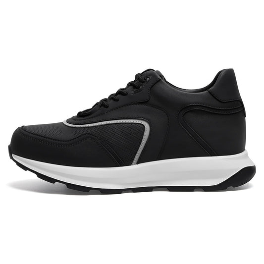 Men's Black Mesh Elevator Shoes Athletic Sneakers | +9cm