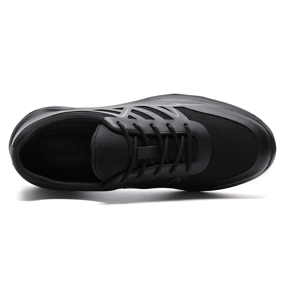 Men's Black Mesh Elevator Shoes Running Sneakers | +8cm