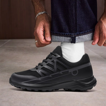 Men's Black Mesh Elevator Shoes Running Sneakers | +8cm