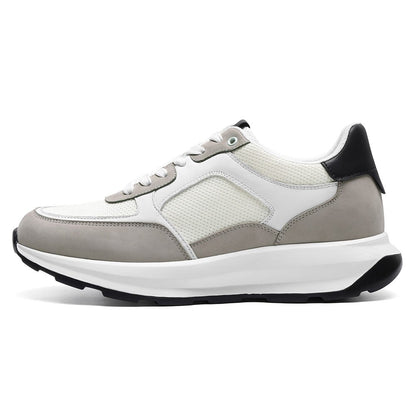 Men's White Breathable Elevator Sneakers Sports Shoes | +8cm