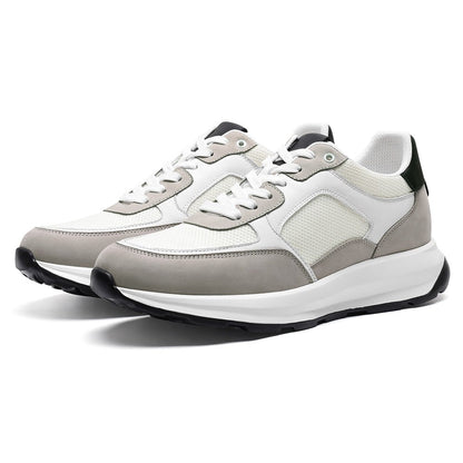 Men's White Breathable Elevator Sneakers Sports Shoes | +8cm