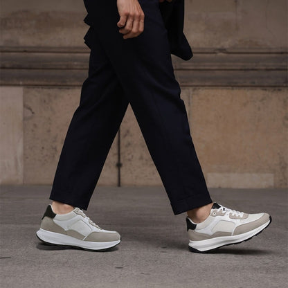Men's White Breathable Elevator Sneakers Sports Shoes | +8cm
