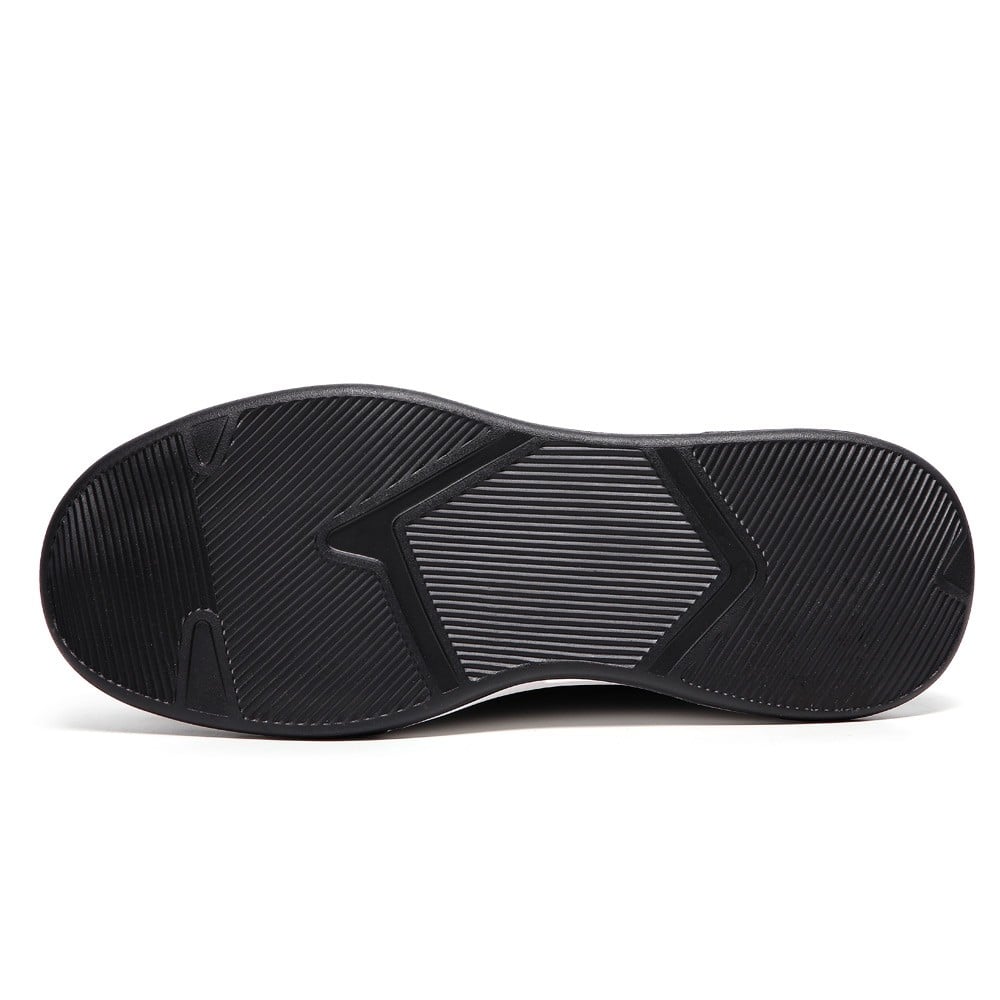 Men's Black Leather Height Increasing High Top Sneakers | +11cm