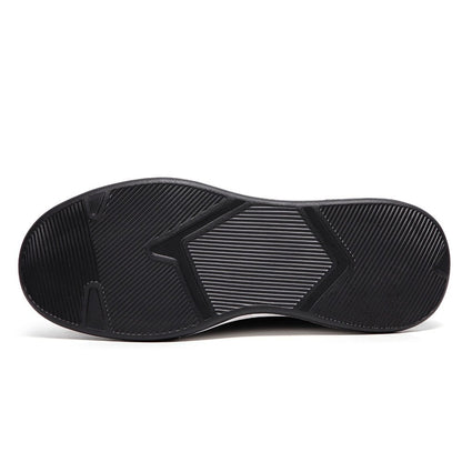 Men's Black Leather Height Increasing High Top Sneakers | +11cm