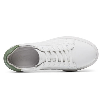 Men's White Leather Height Increasing Casual Sneakers | +7cm
