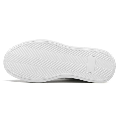 Men's White Leather Height Increasing Casual Sneakers | +7cm