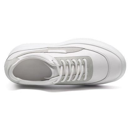 Women's White Casual Sneakers Platform Elevator Shoes | +9cm