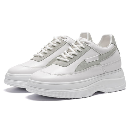 Women's White Casual Sneakers Platform Elevator Shoes | +9cm