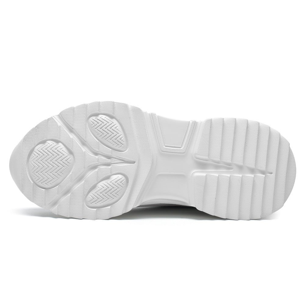 Women's White Orange Mesh Height Increasing Athletic Sneakers | +10cm