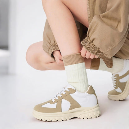 Women's Apricot Suede Height Increasing Casual Sneakers | +7cm