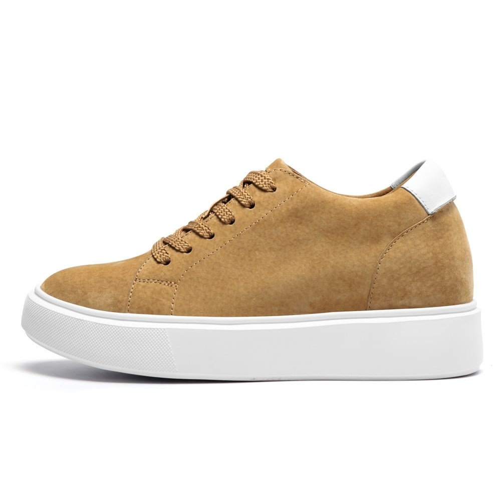 Men's Brown Suede Height Increasing Casual Sneakers | +7cm