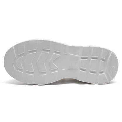 Women's White Leather Platform Elevator Mule Sneakers | +7cm